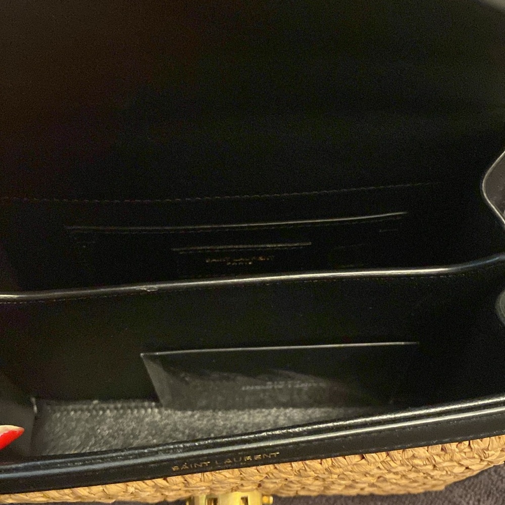 SAINT LAURENT Cassandra Mini raffia and leather top-handle bag - Picture 8 of 14